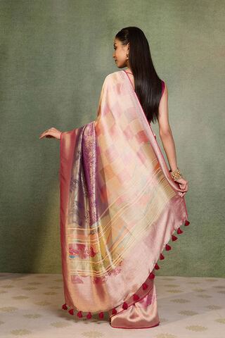 Pink Printed Viscose Tissue Saree thumbnail image number null