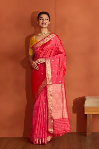 Pink Silk Viscose Cutwork Banarasi Saree thumbnail image number null