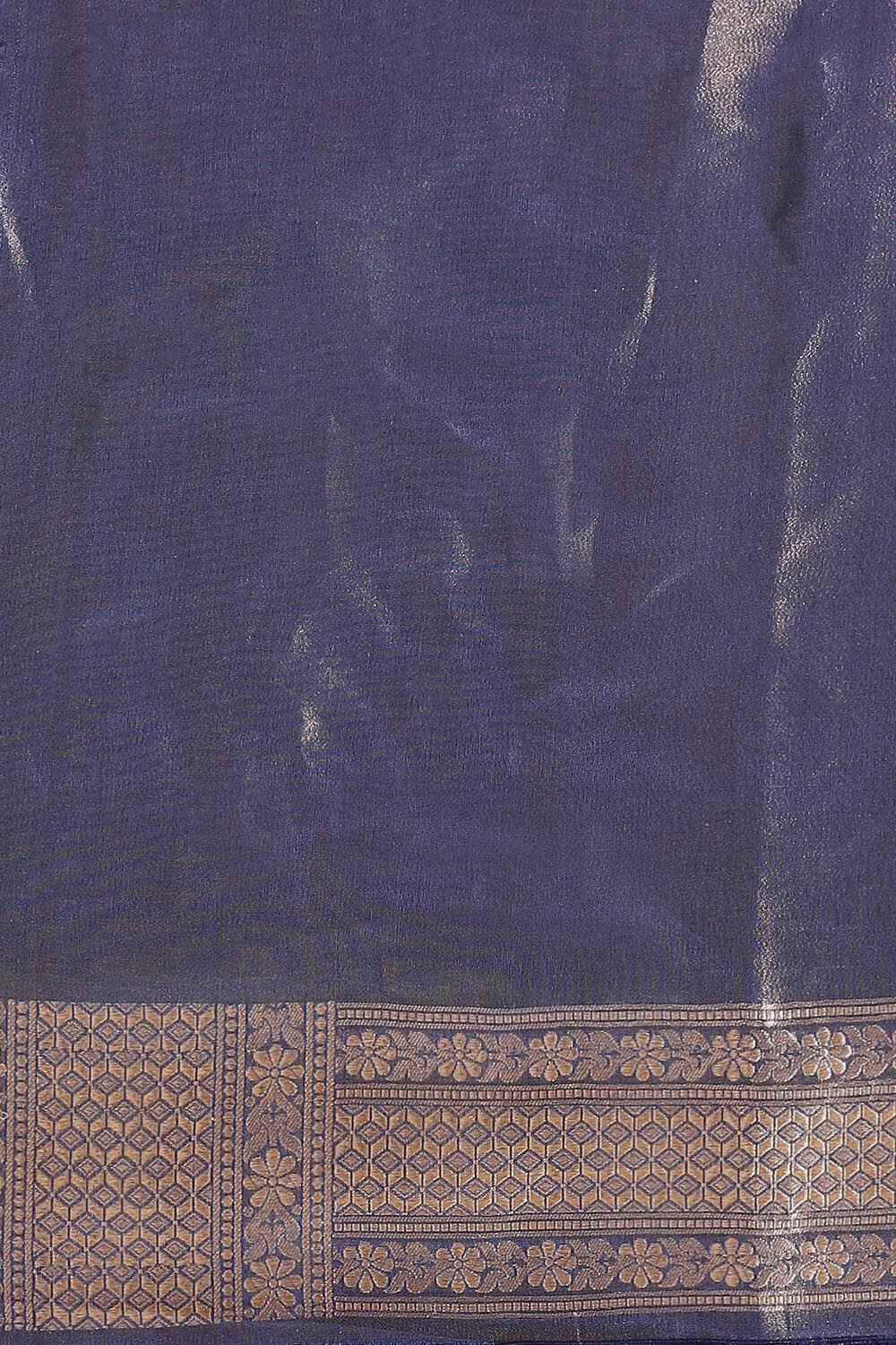 Dark Blue Pure Silk Banarasi Saree image number null