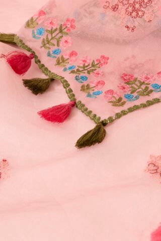 Light Pink Pure Silk Organza Embroidered Saree thumbnail image number null