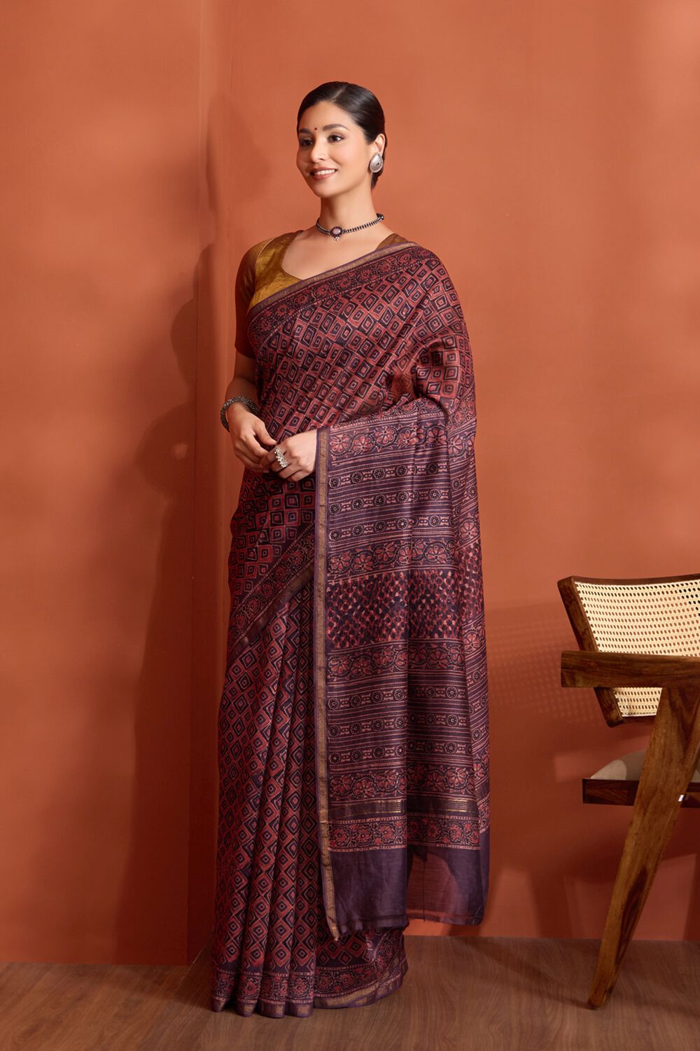 Red Woven Pure Silk Cotton Chanderi Saree image number null