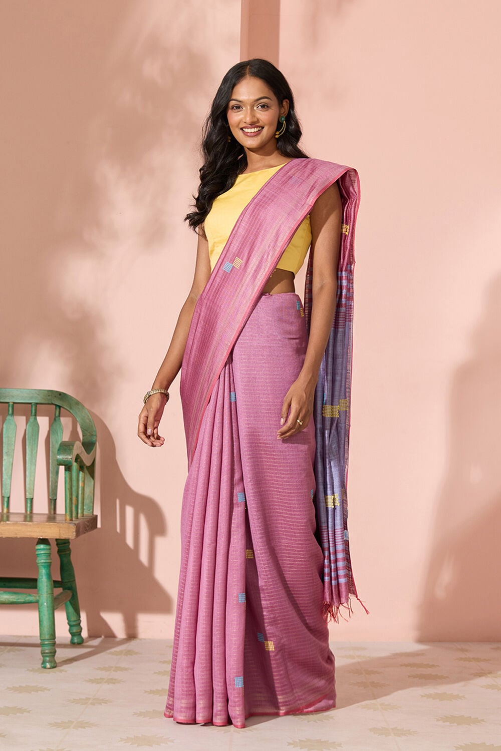 Violet Woven Silk Viscose Bhagalpur Saree image number null
