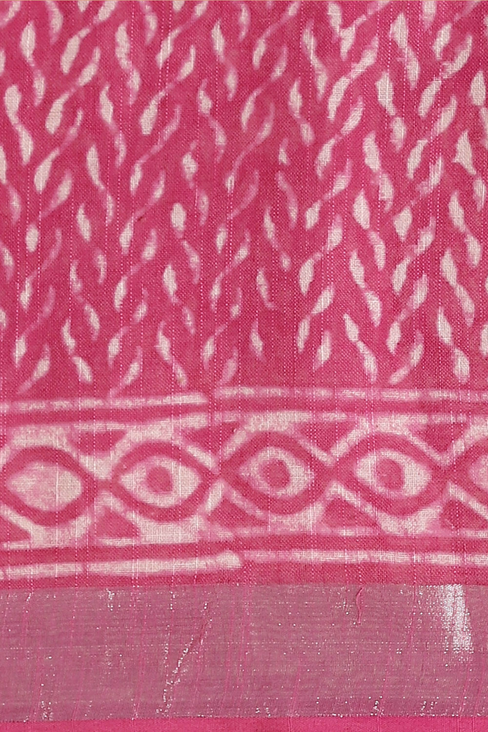 Pink Pure Cotton Linen Bagru Printed Saree image number null