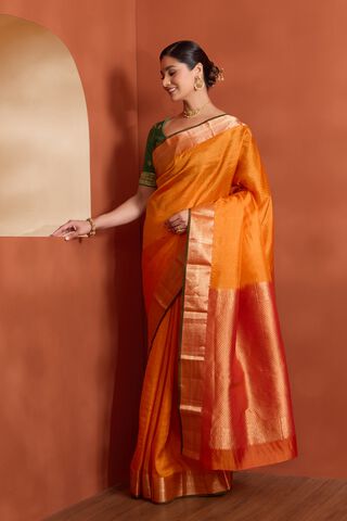 Orange Apsara Woven Silk Viscose Saree thumbnail image number null