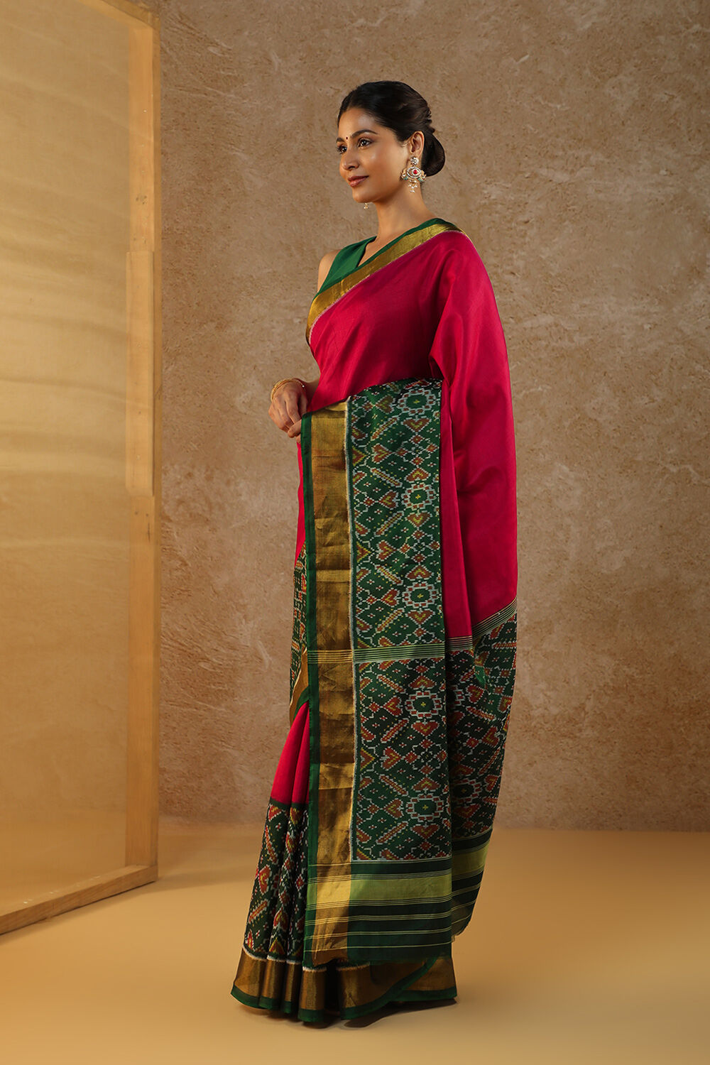 Pink Rajkot Pure Silk Ikat Patola Saree image number null