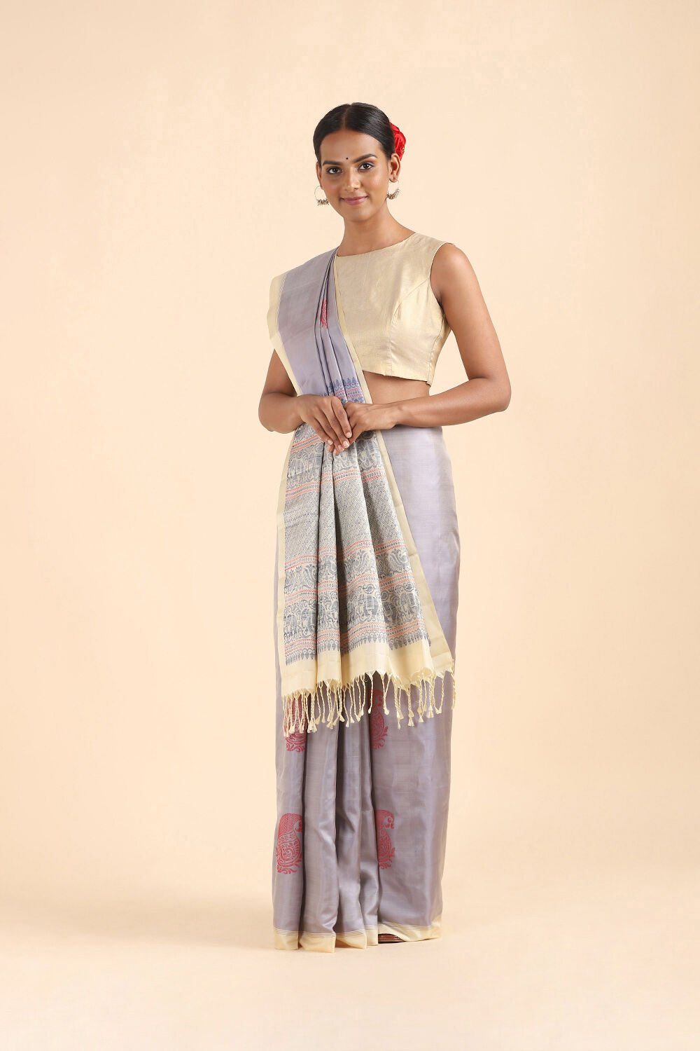 Light Violet Pure Soft Silk Saree image number null
