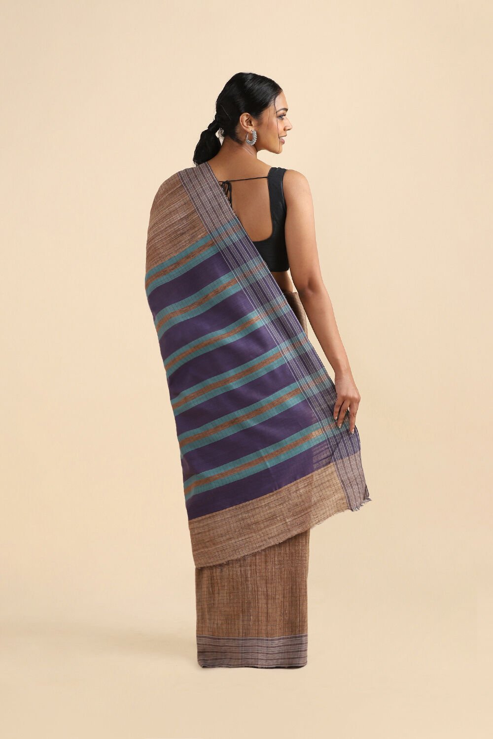 Brown Pure Tussar Silk Bhagalpuri Saree image number null