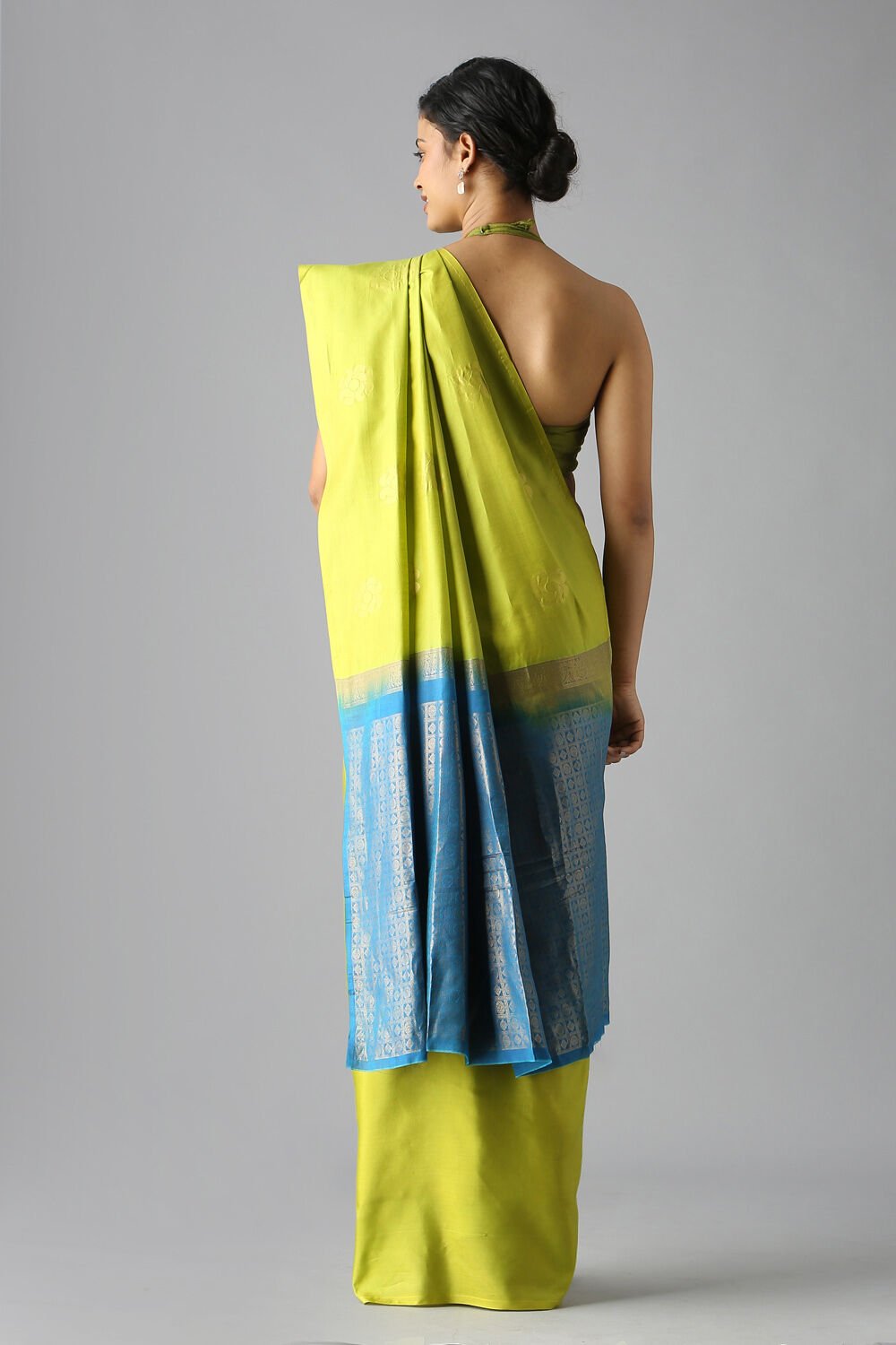 Light Green Pure Silk Tencel South Saree image number null