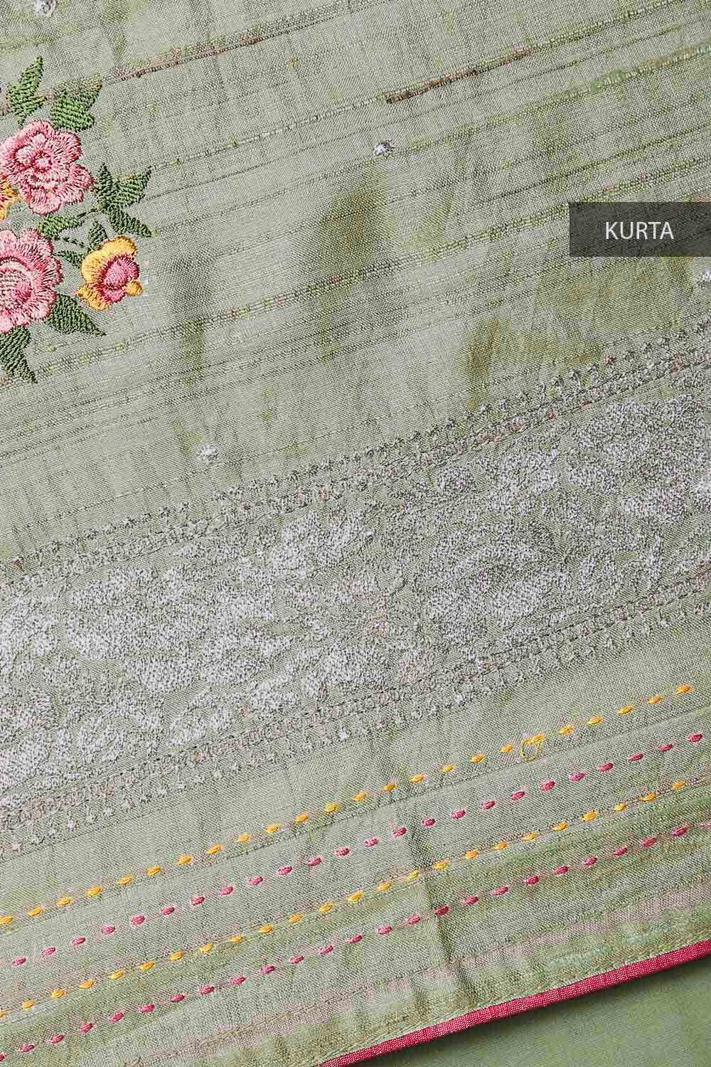 Light Green Embroidery Tussar Suit image number null