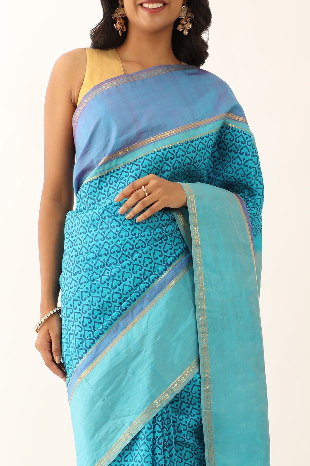 Blue Pure Silk South Printed Saree image number null