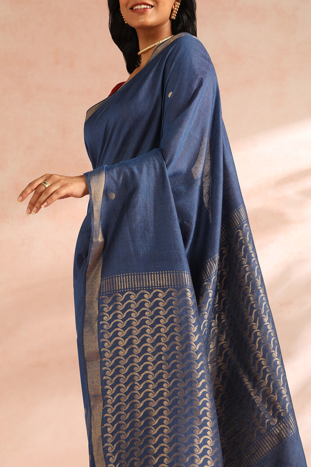 Blue Woven Chattisgarh Pure Tussar Silk Saree image number null