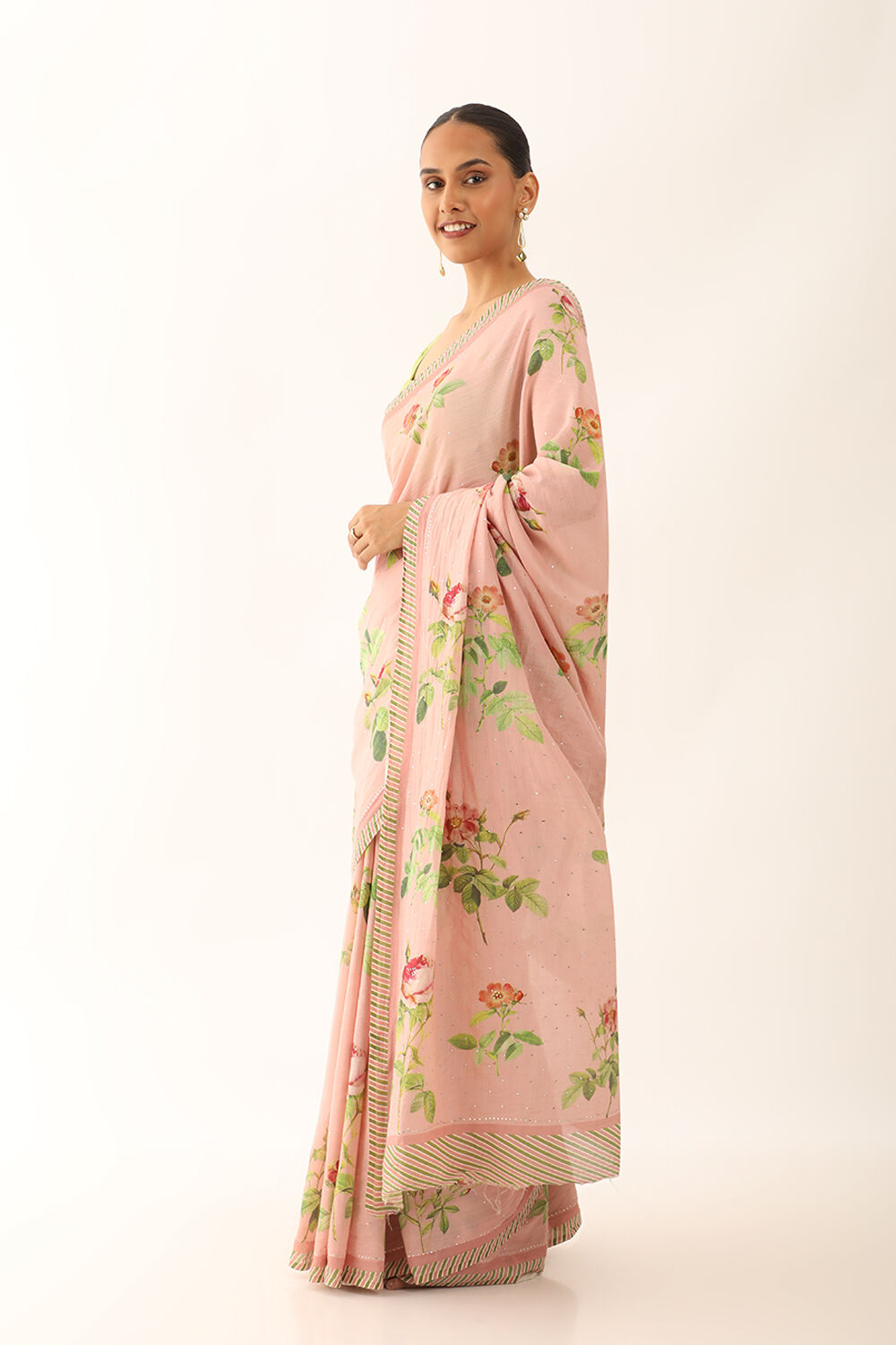 Light Pink Bhagalpur Pure Tussar Cotton Screen Printed Saree image number null