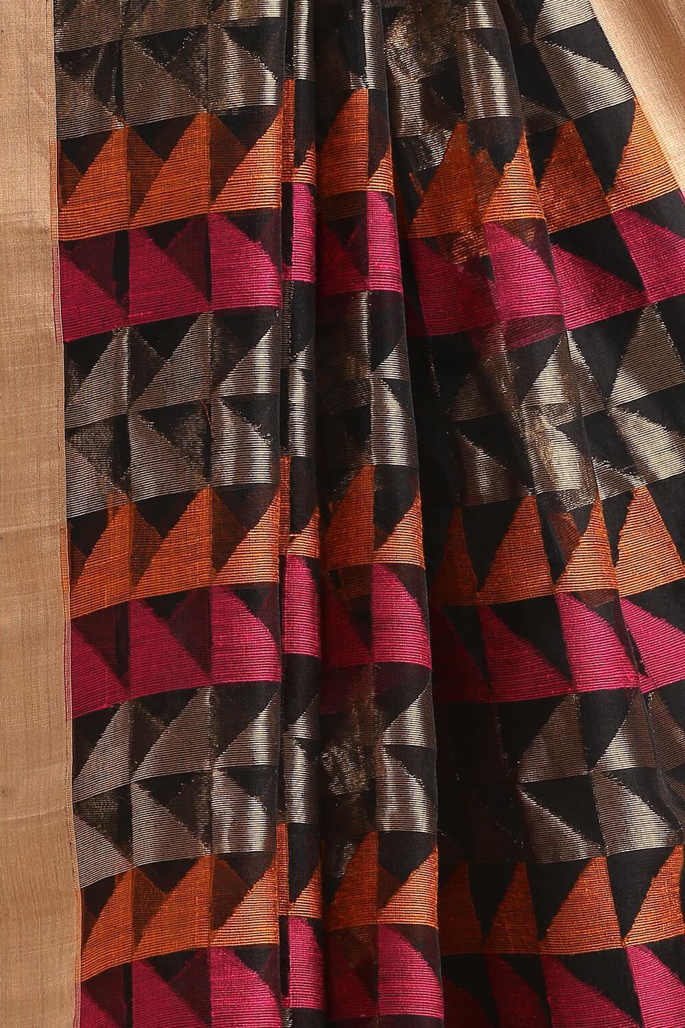 Black Pure Silk Cotton Bengal Saree image number null