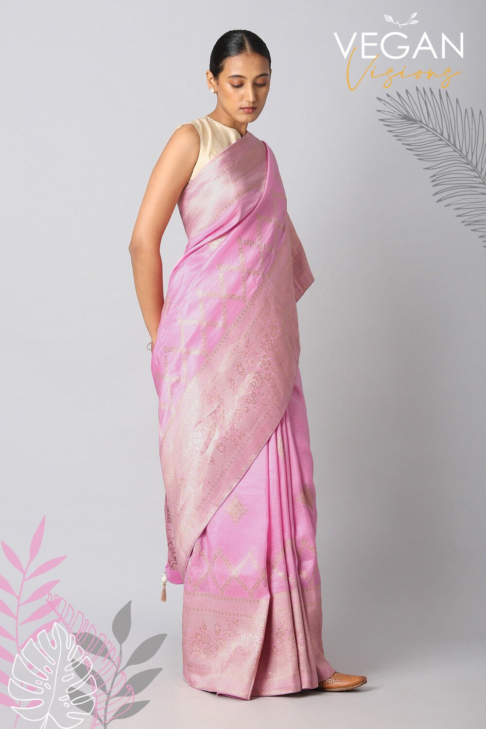 Blush Pink Pure Luxe Vegan Saree image number null