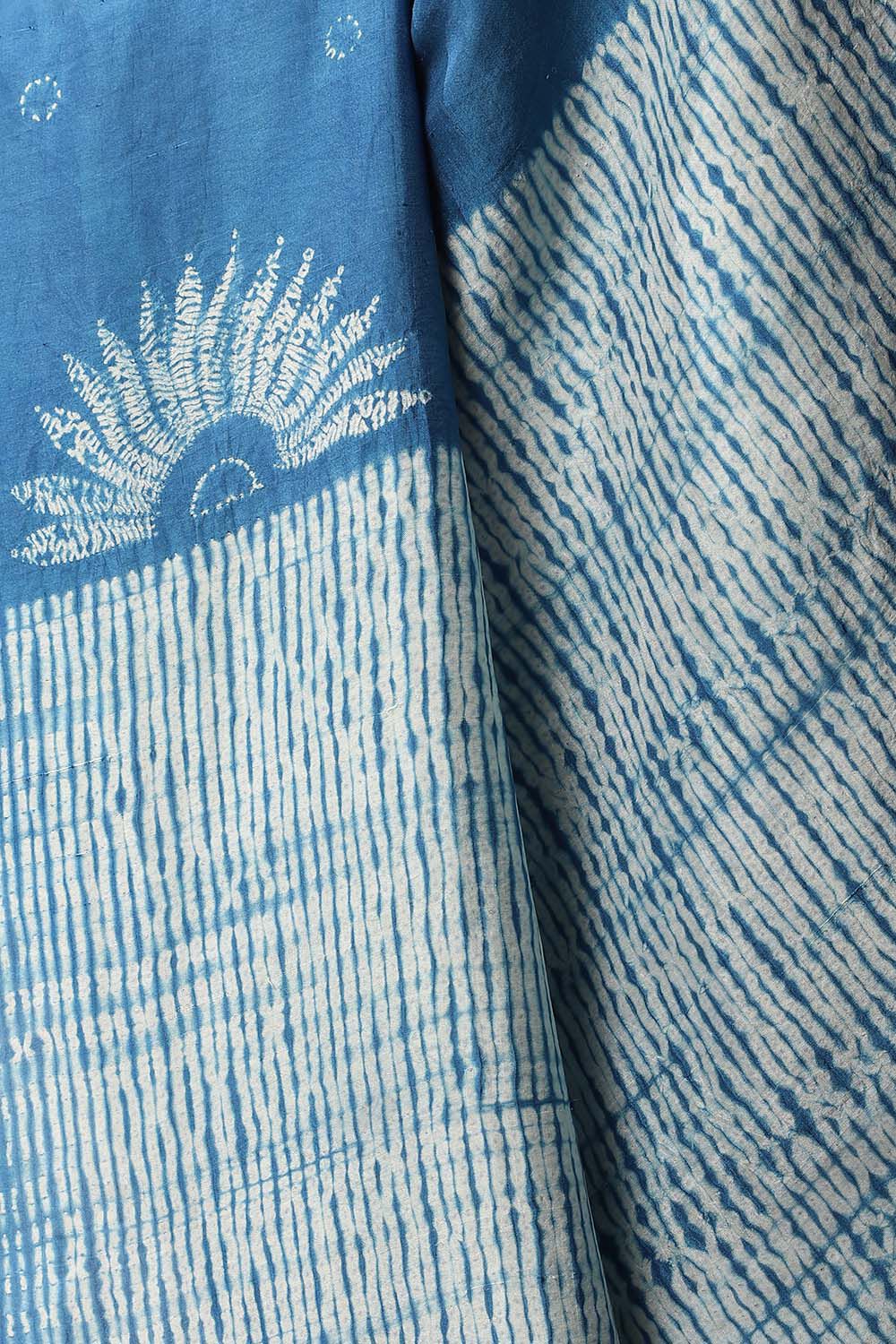 Dark Pure Blue Silk Shibori Saree image number null