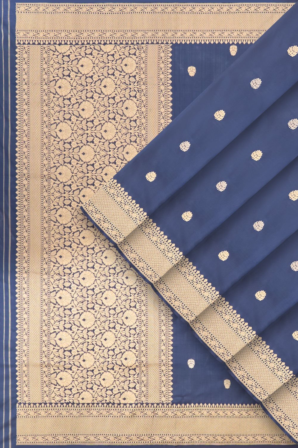 Dark Blue Pure Silk Kadwa Banarasi Saree image number null