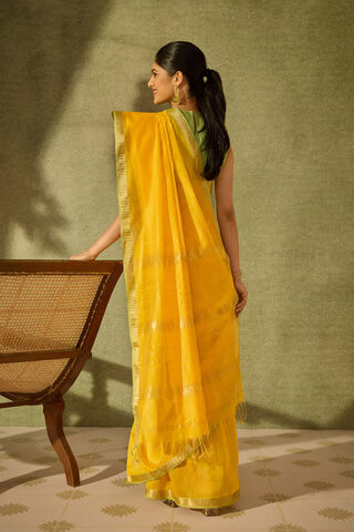 Yellow Woven Pure Silk Cotton Maheshwar Saree thumbnail image number null
