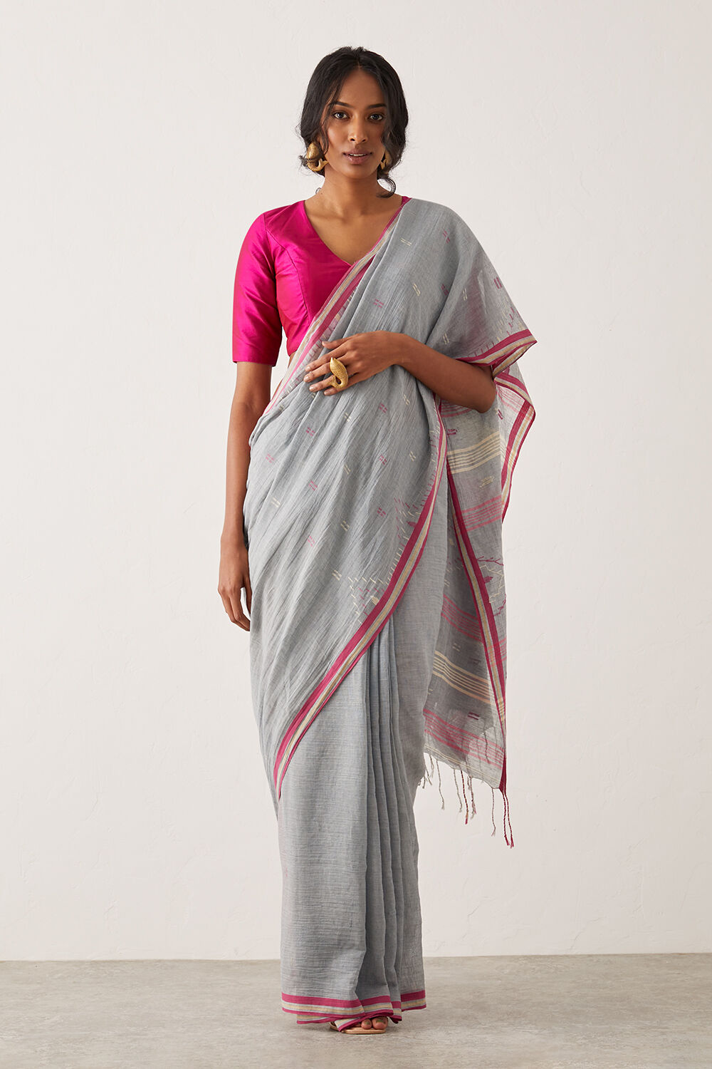 Green Pure Cotton Jamdani Saree image number null