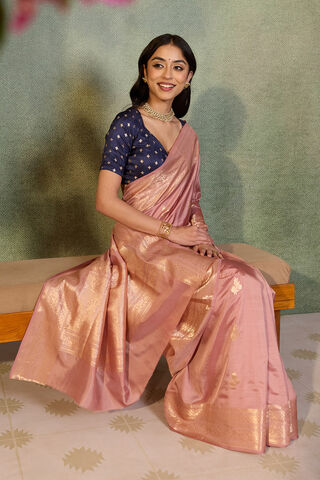 Light Pink Banarasi Inspired Design Silk Viscose Kadwa Saree image number
