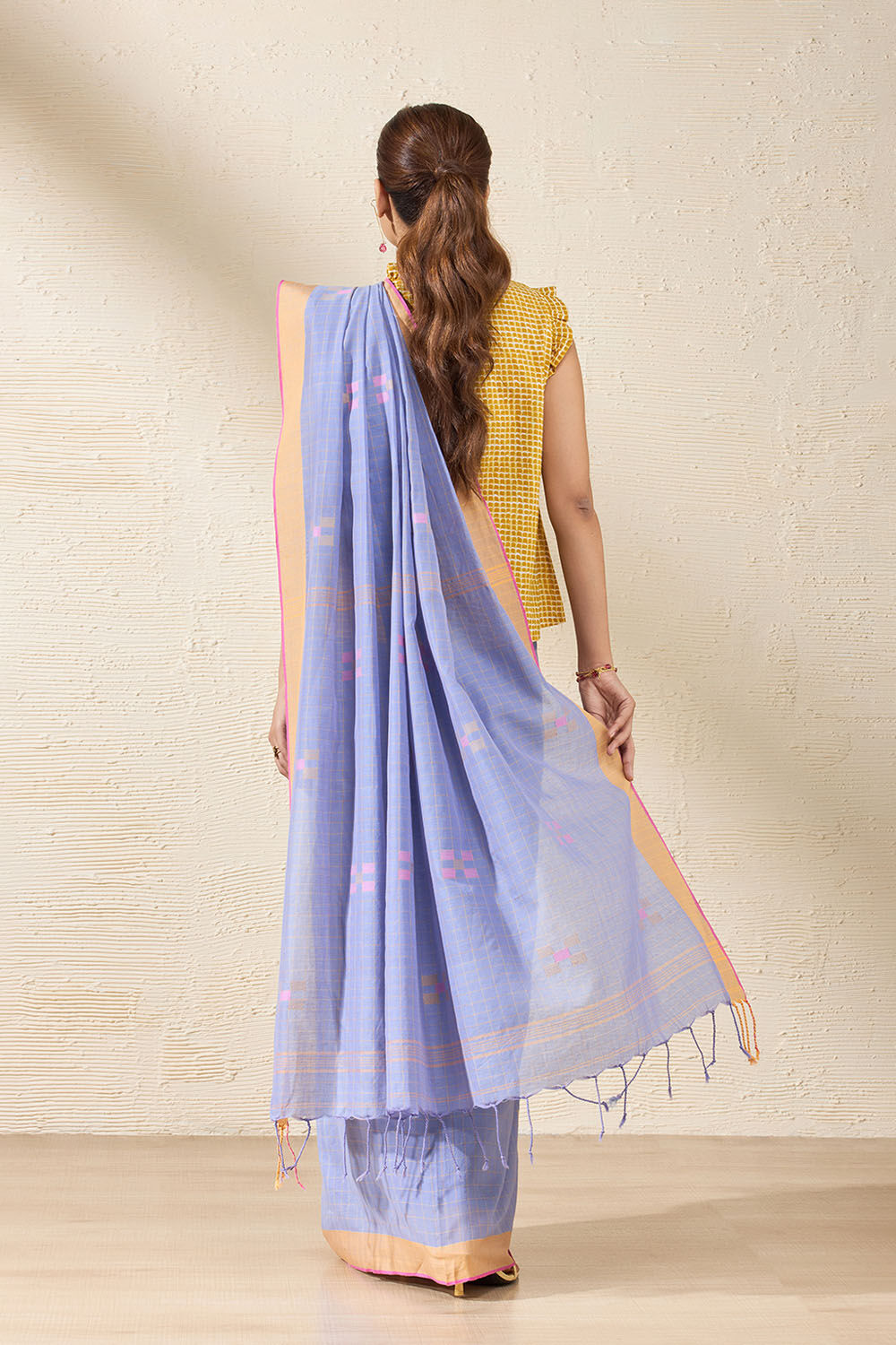 Violet Woven Pure Cotton Bengal Saree image number null