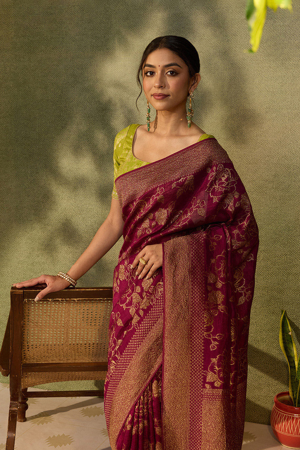 Purple Woven Pure Viscose Saree image number null
