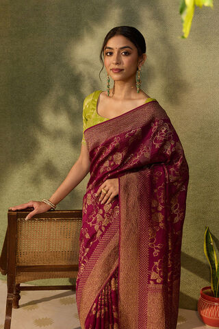 Purple Woven Pure Viscose Saree image number