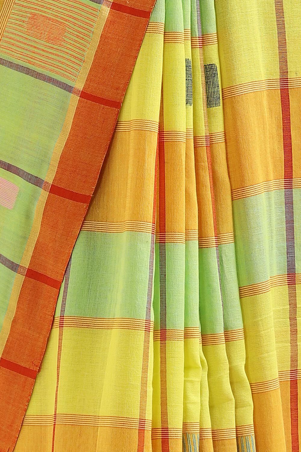 Light Green Pure Cotton Jamdani Saree image number null