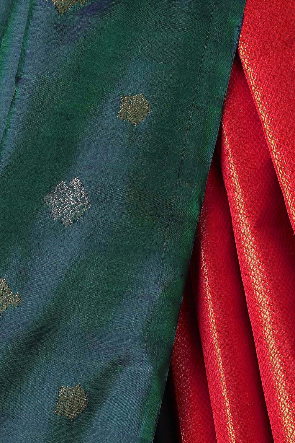 Dark Green Pure Silk Kanjivaram Saree image number null