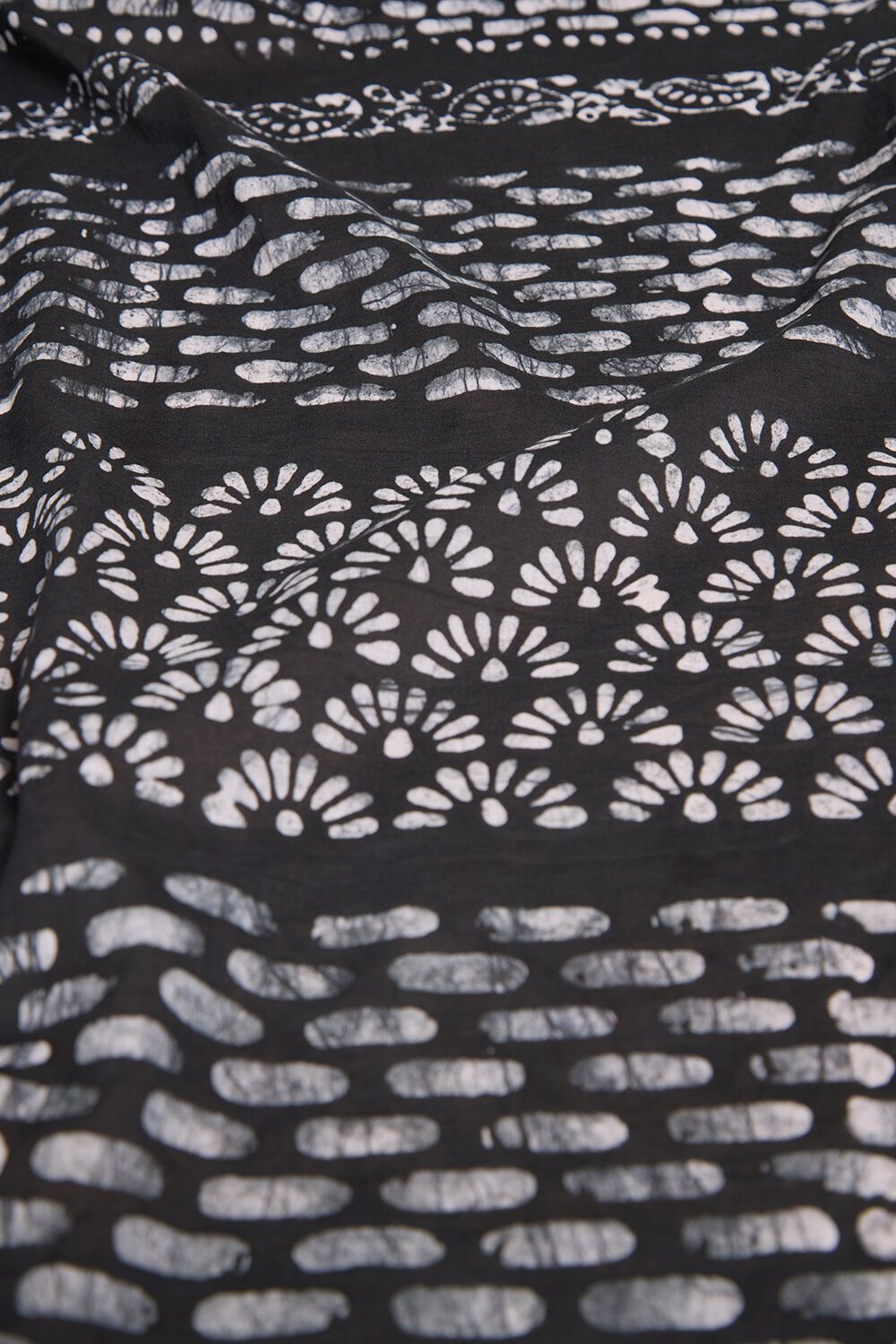 Black Pure Cotton Batik Saree image number null