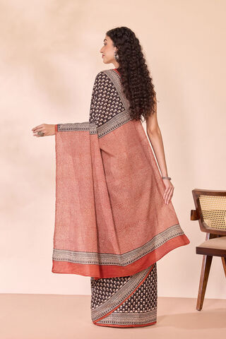Black Rajasthan Block Printed Pure Cotton Saree thumbnail image number null