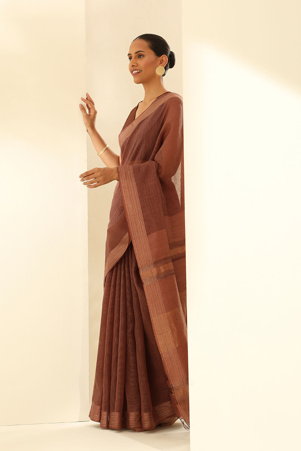 Brown Pure Tussar Silk Woven Bhagalpuri Saree image number null