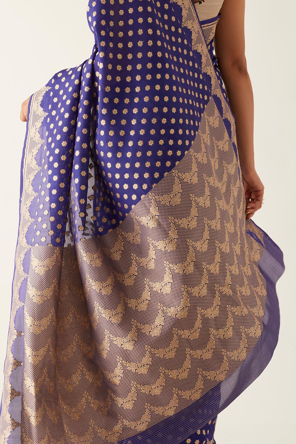 Dark Blue Viscose Georgette Banarasi Saree image number null