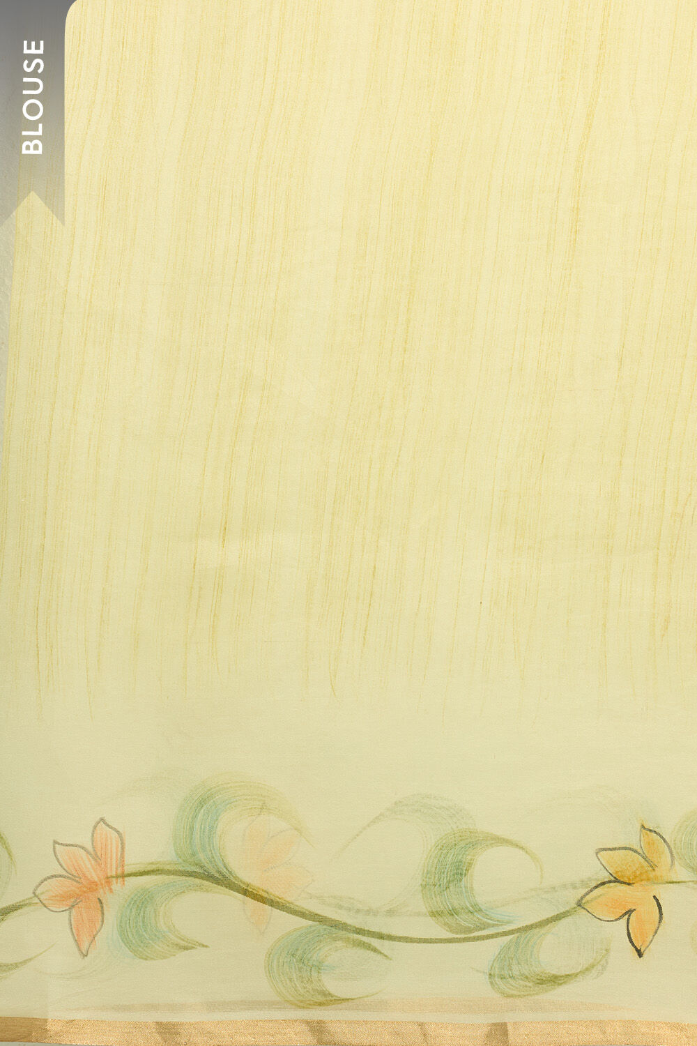Yellow Pure Silk Organza Hand Painted Banarasi Saree image number null