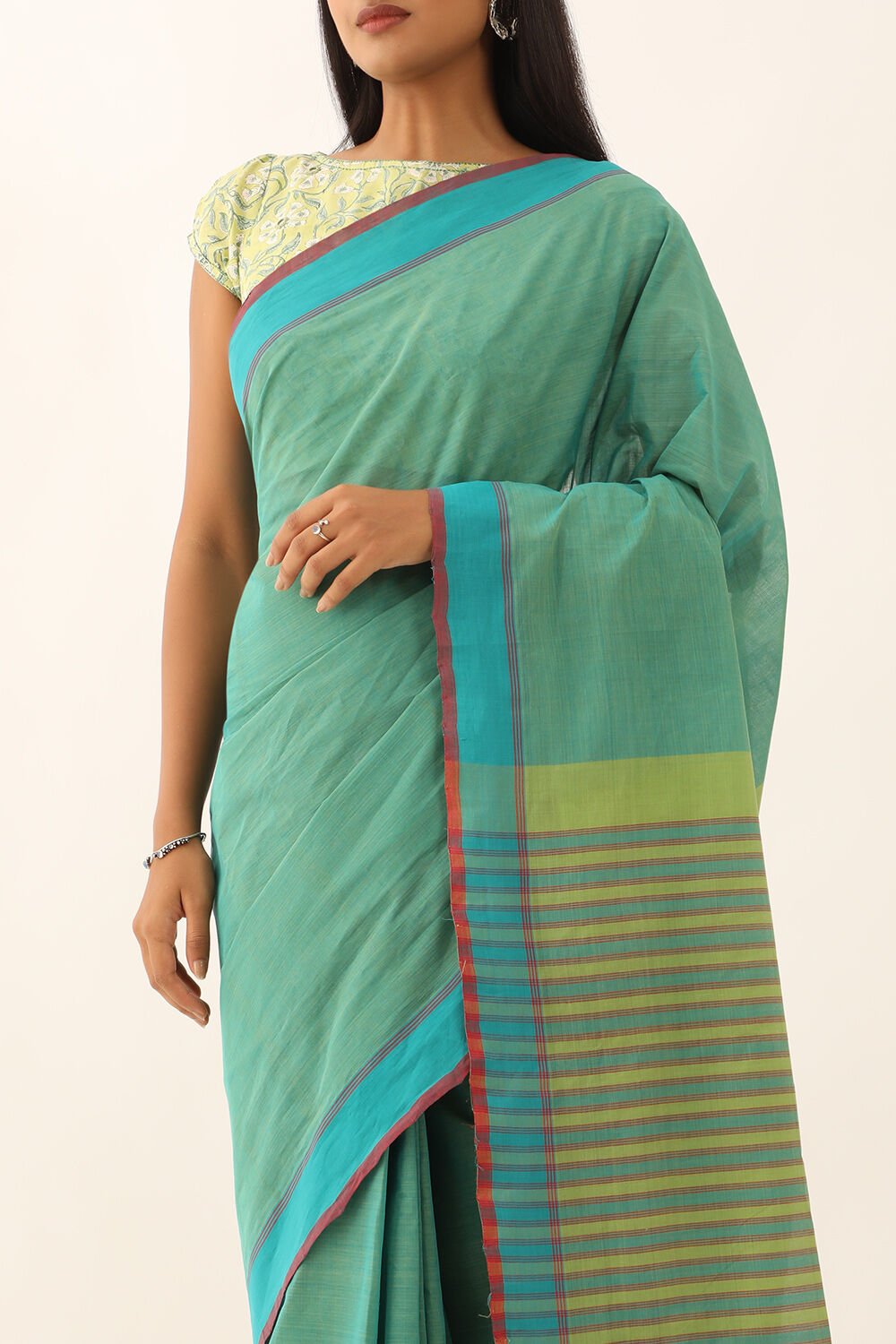 Light Green Pure Cotton Woven Mangalgiri Saree image number null