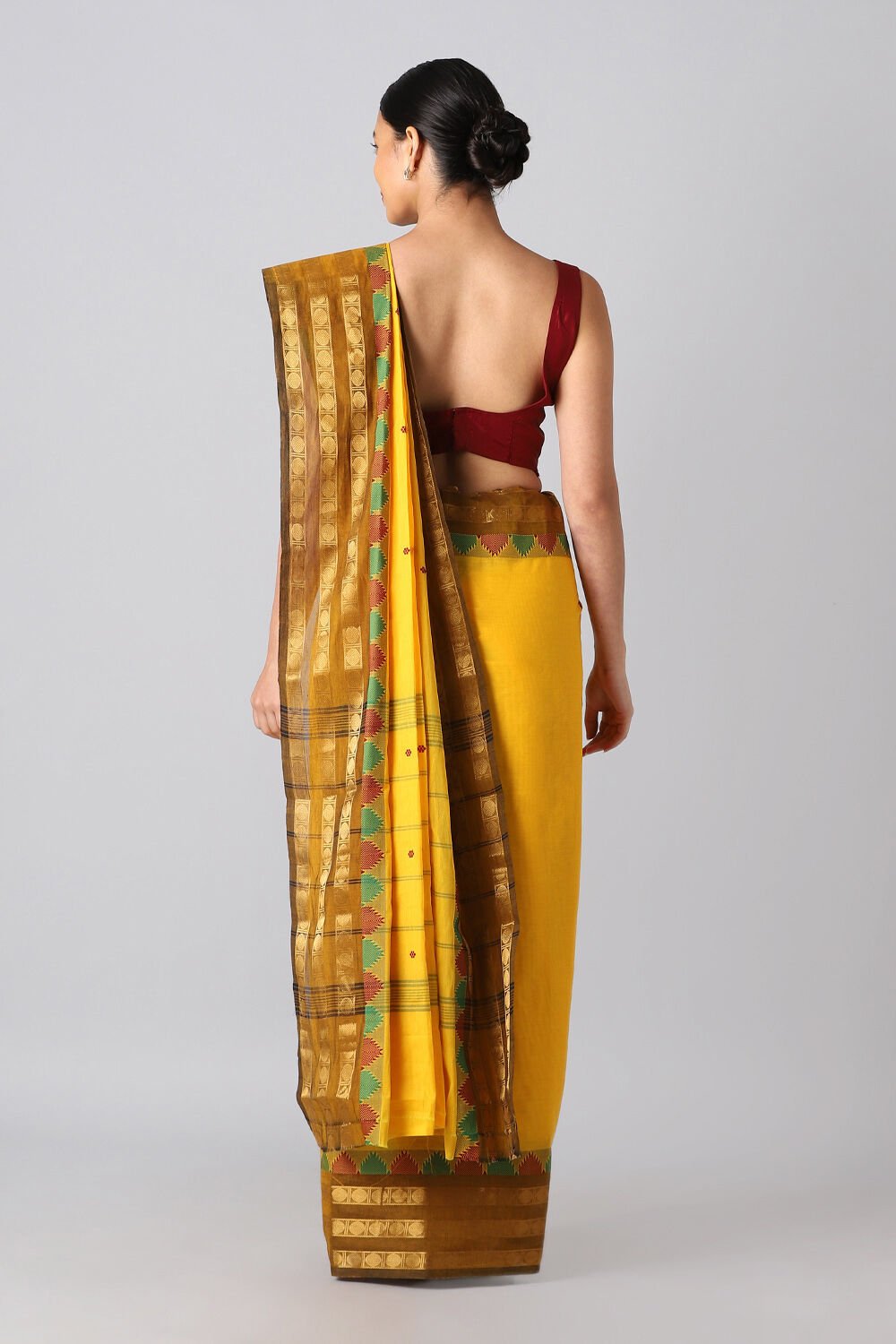 Yellow Pure Cotton South Saree image number null