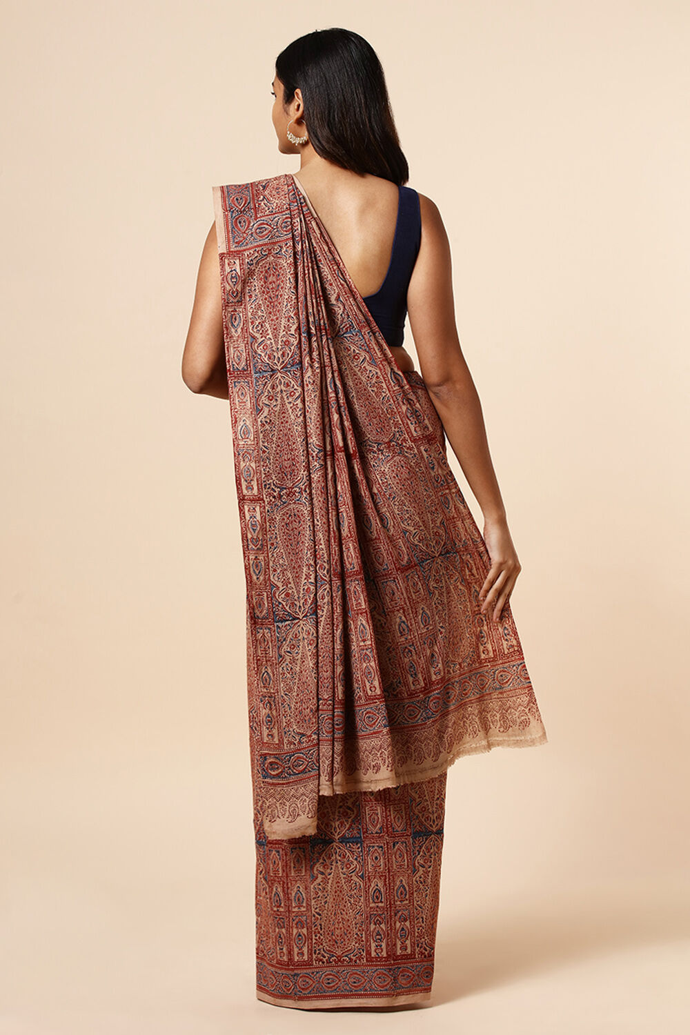 Beige Pure Khadi Cotton Printed Kalamkari Saree image number null