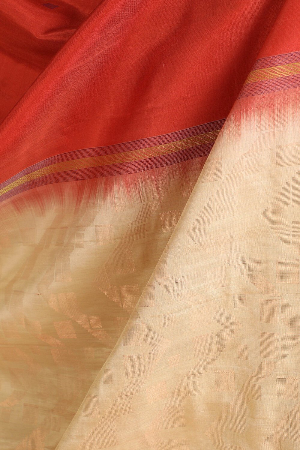 Orange Woven South Silk Tencel Saree image number null