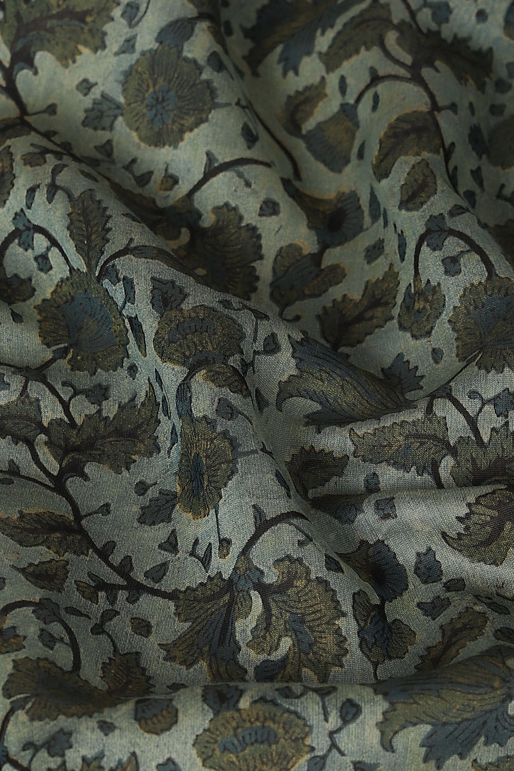 Dark Green Pure Silk Cotton Bagru Printed Saree image number null