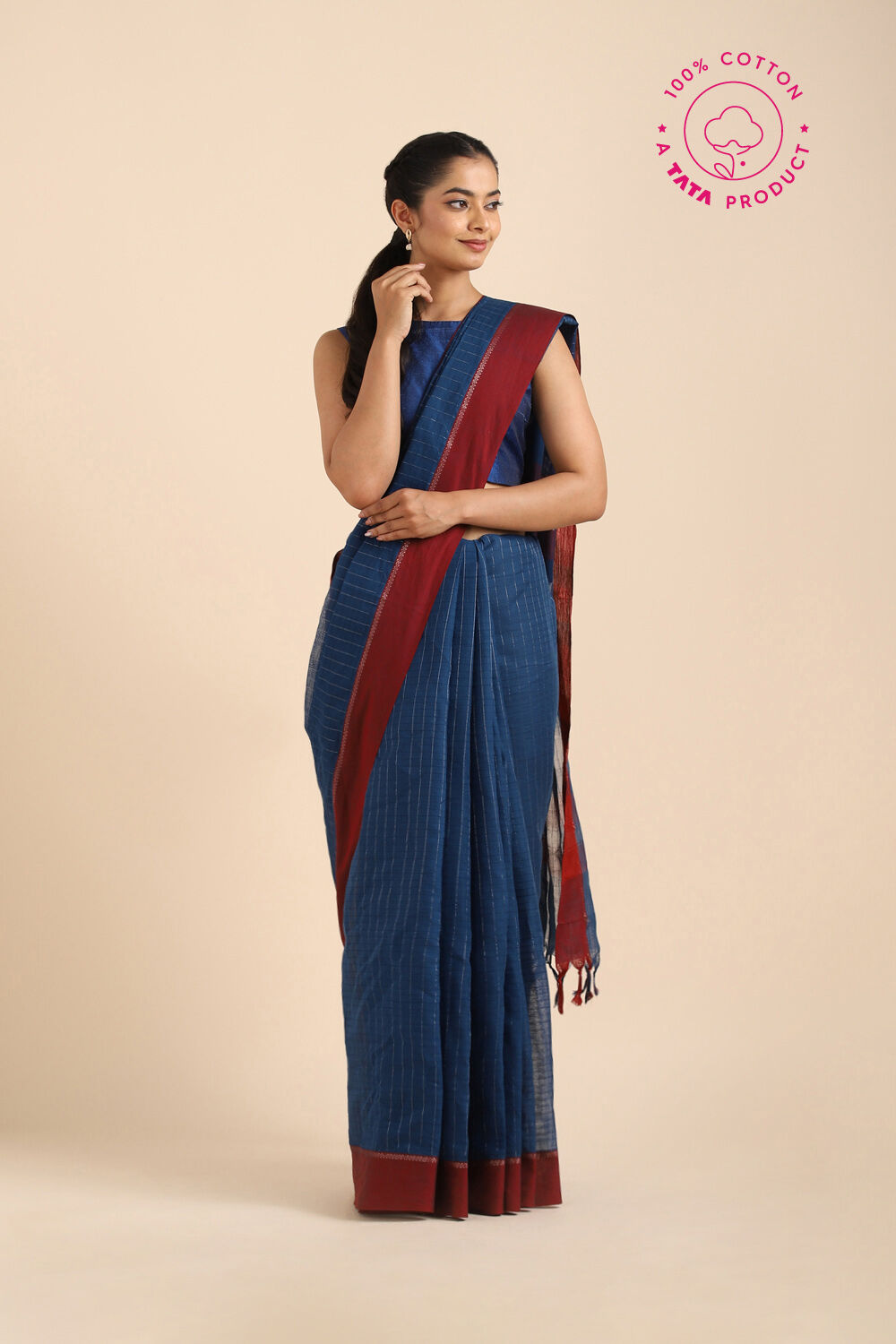 Dark Blue Pure Cotton Naranyanpet Saree image number null