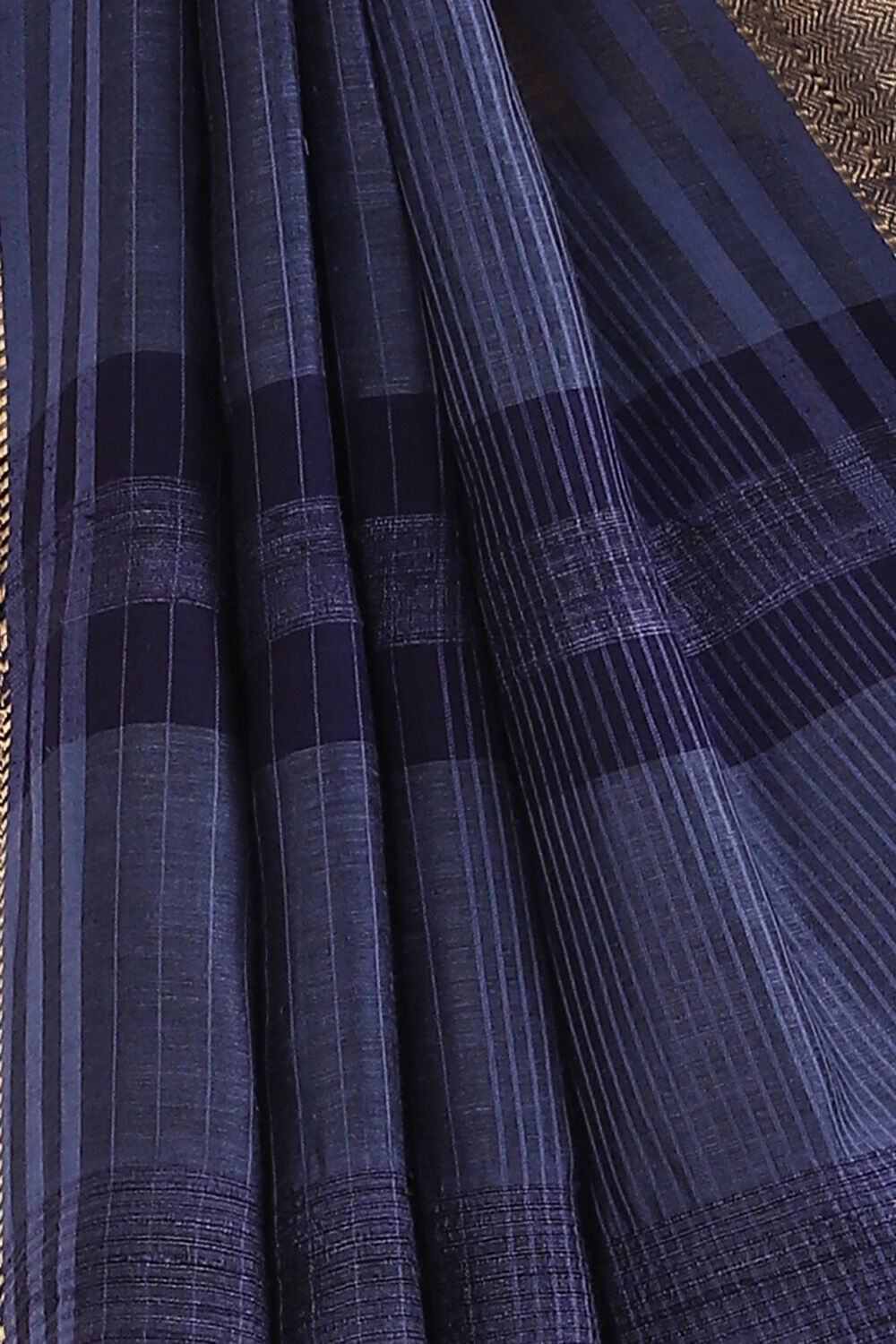Blue Pure Silk Linen Bhagalpuri Saree image number null
