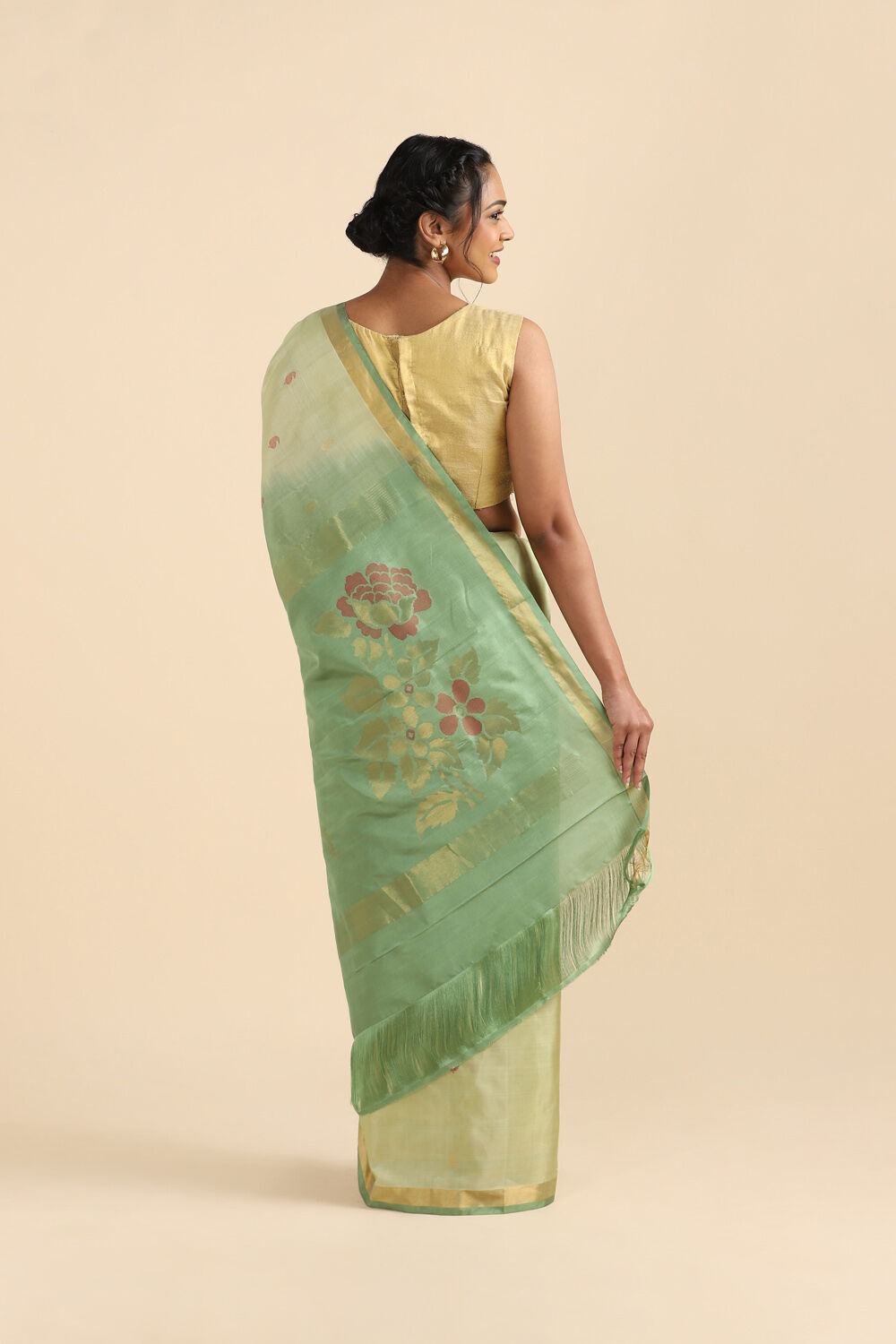 Light Yellow Pure Silk Uppada Jamdani Saree image number null
