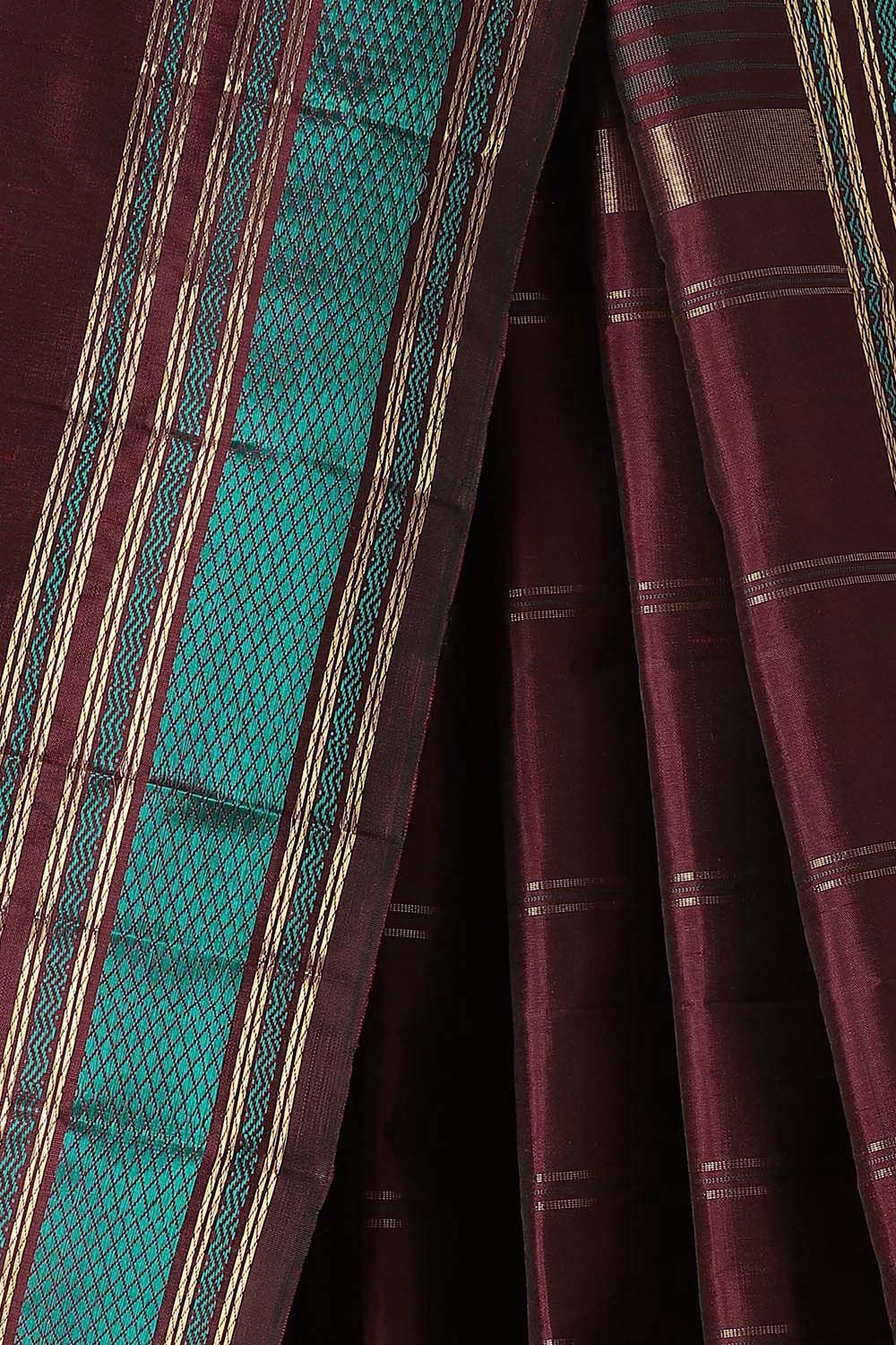 Dark Red Pure Silk Kanjivaram Saree image number null