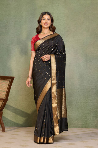 Black Silk Viscose Cutwork Banarasi Inspired Design Saree thumbnail image number null