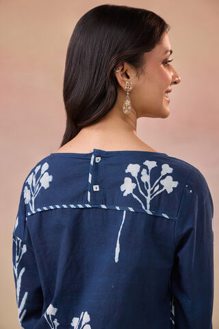 Blue Pure Cotton Dabu Block Printed Kurta Set thumbnail image number null