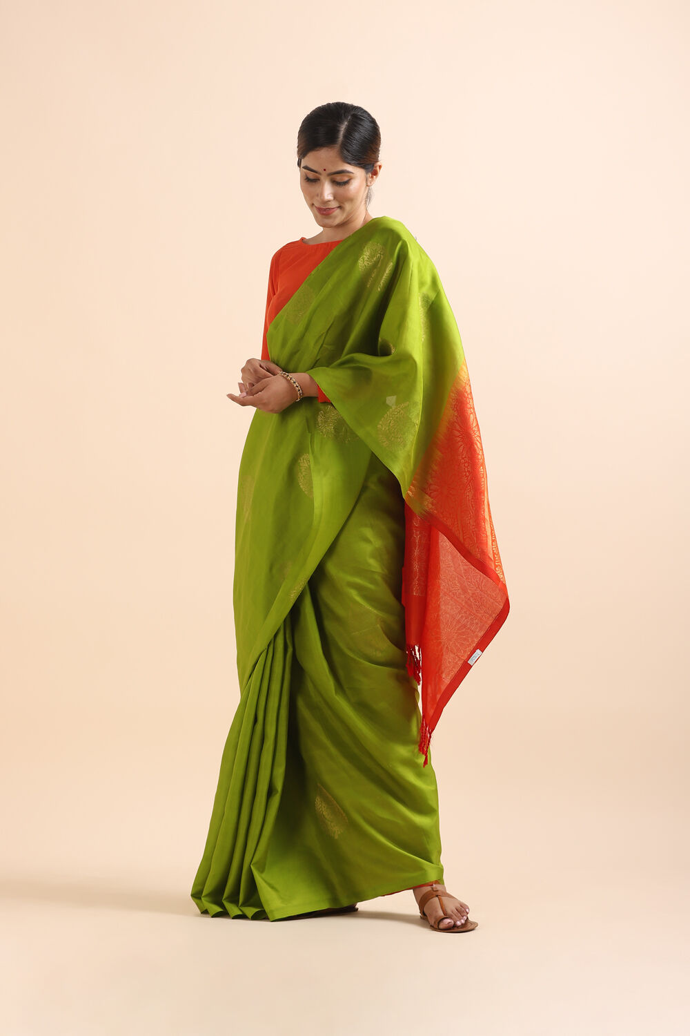Light Green Pure Silk South Saree image number null