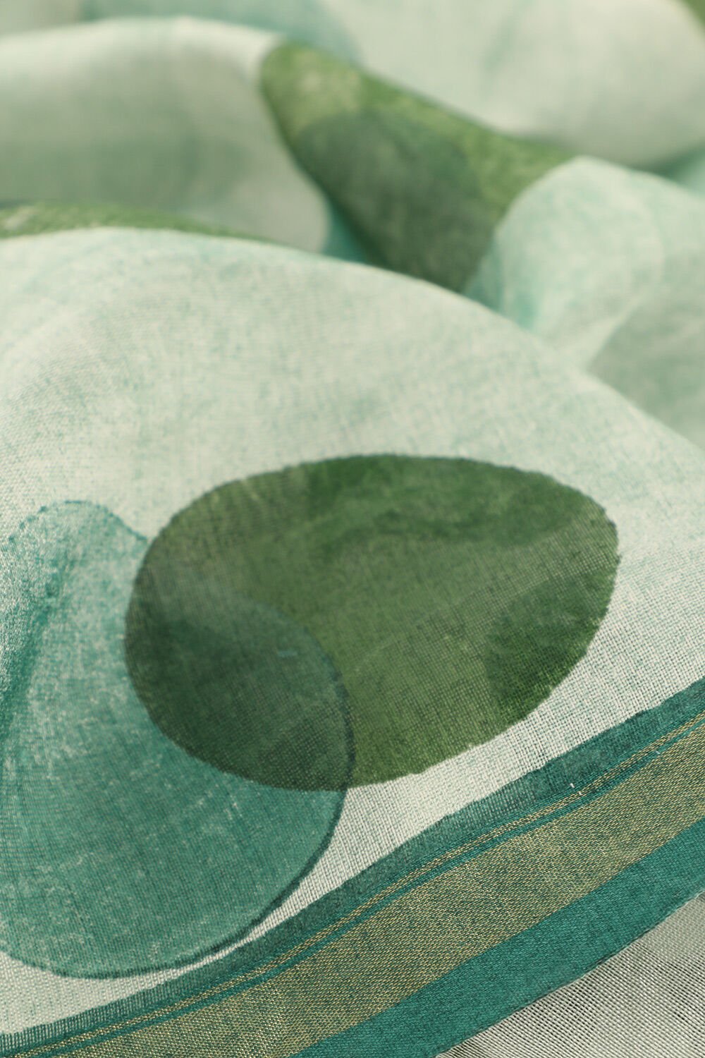 Light Green Pure Silk Cotton Block Printed Saree image number null