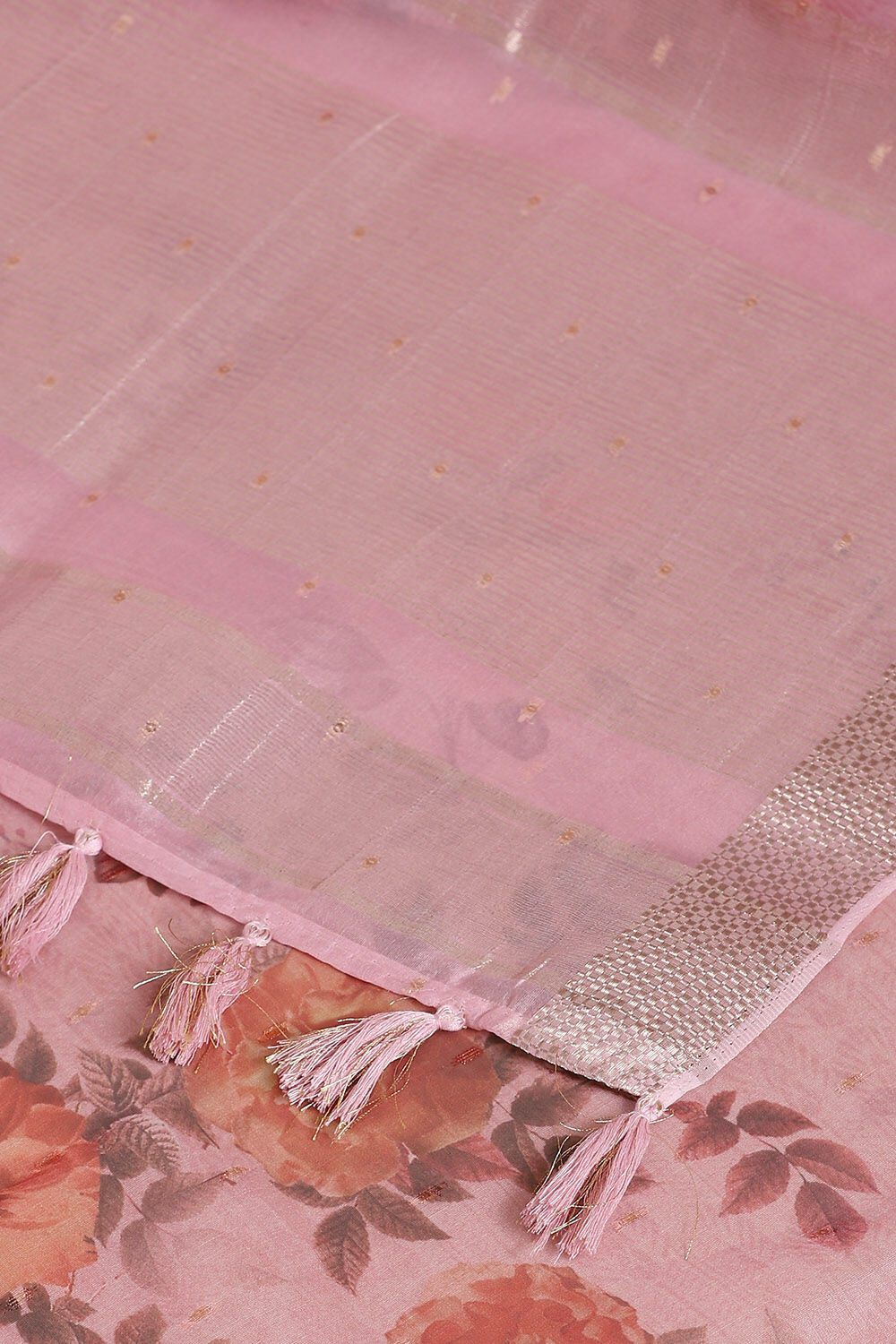 Light Pure Pink Embroidered Saree image number null