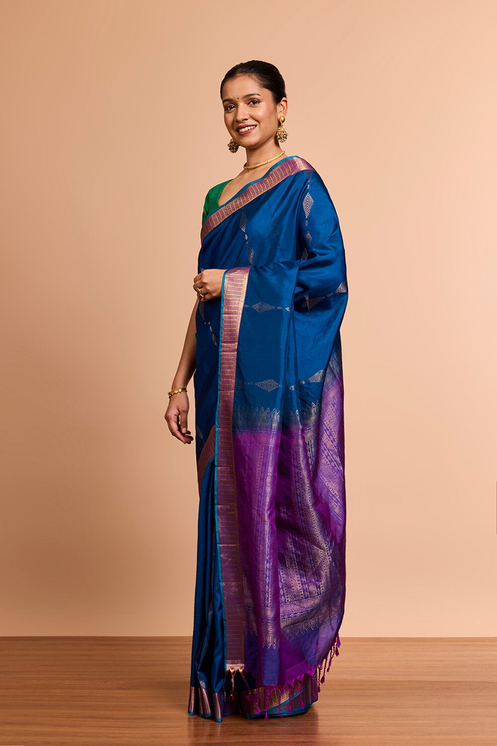 Blue Woven Soft Pure Silk Saree image number null