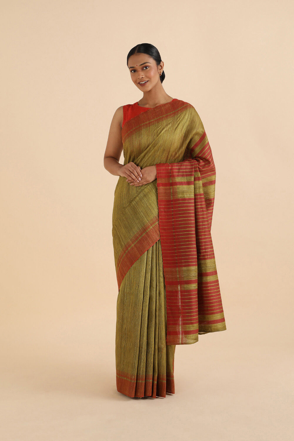 Green Pure Tussar Bhagalpuri Saree image number null