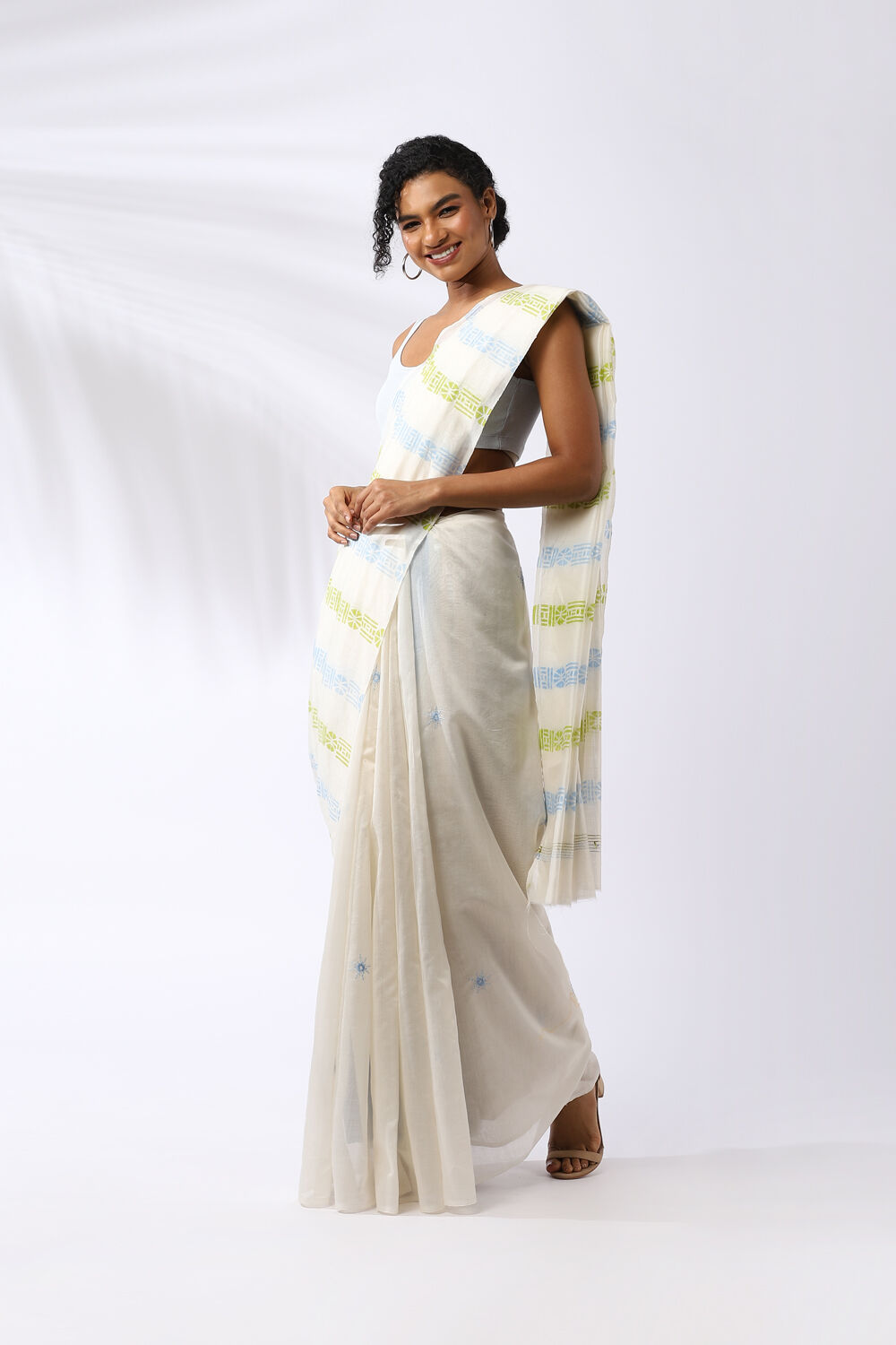 Blue Pure Silk Cotton Printed Saree image number null